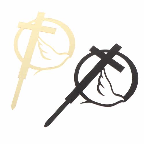 1Pc Dove & Cross Religious Cake Topper God Bless Wooden - 图0