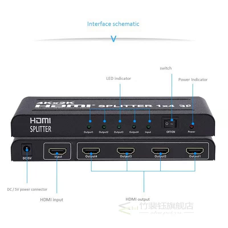 4Kx2K3D 1X4 HDMI Splitter By 1Port To4 HDMI Display Duplicat - 图2