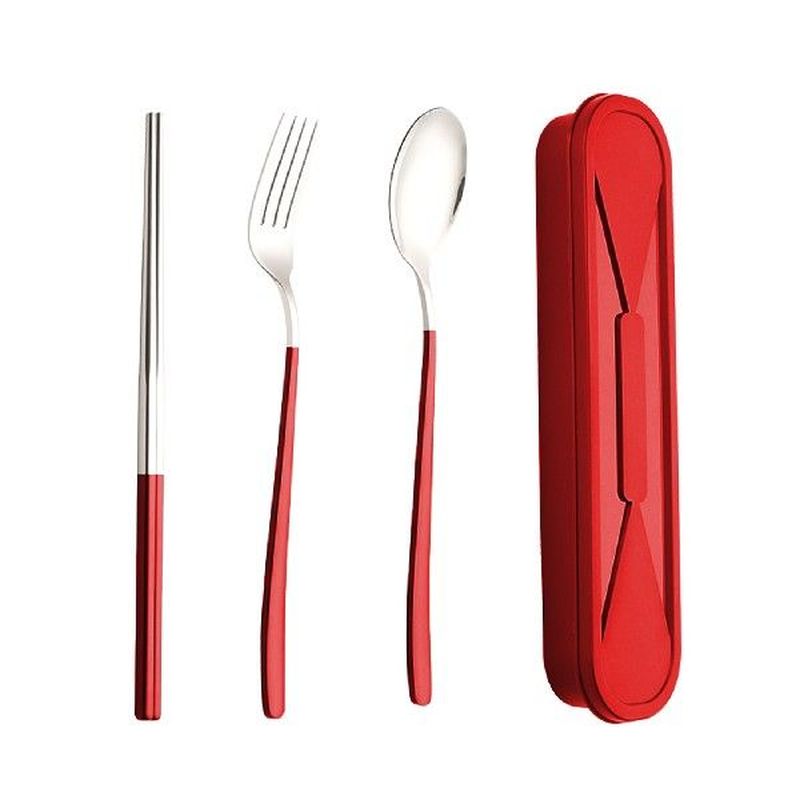 3pcs Fork Spoon Dinnerware With Chopsticks Easy Clean - 图0