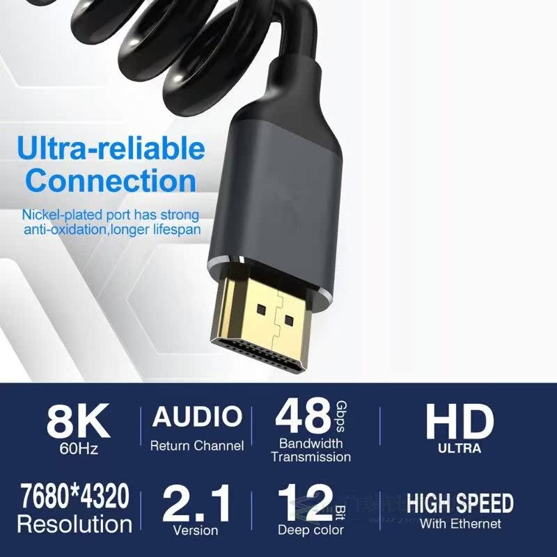 HDMI 2.1 Cable 8K@60Hz 4K@120Hz HDCP2.2 HDMI Splitter ARC S - 图2