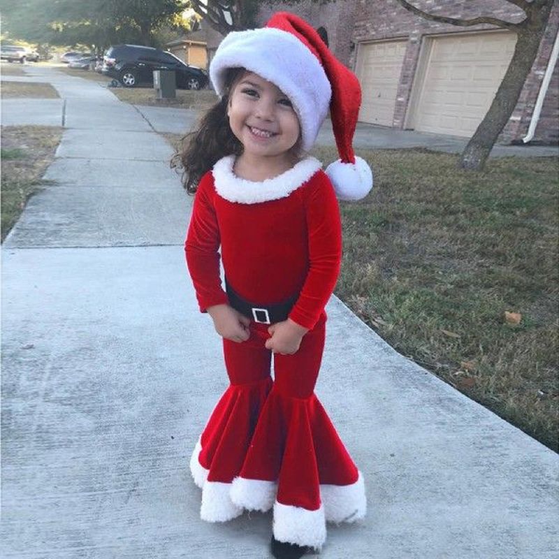 Christmas Outfits For Girls Christmas Long Sleeve Fleece - 图1