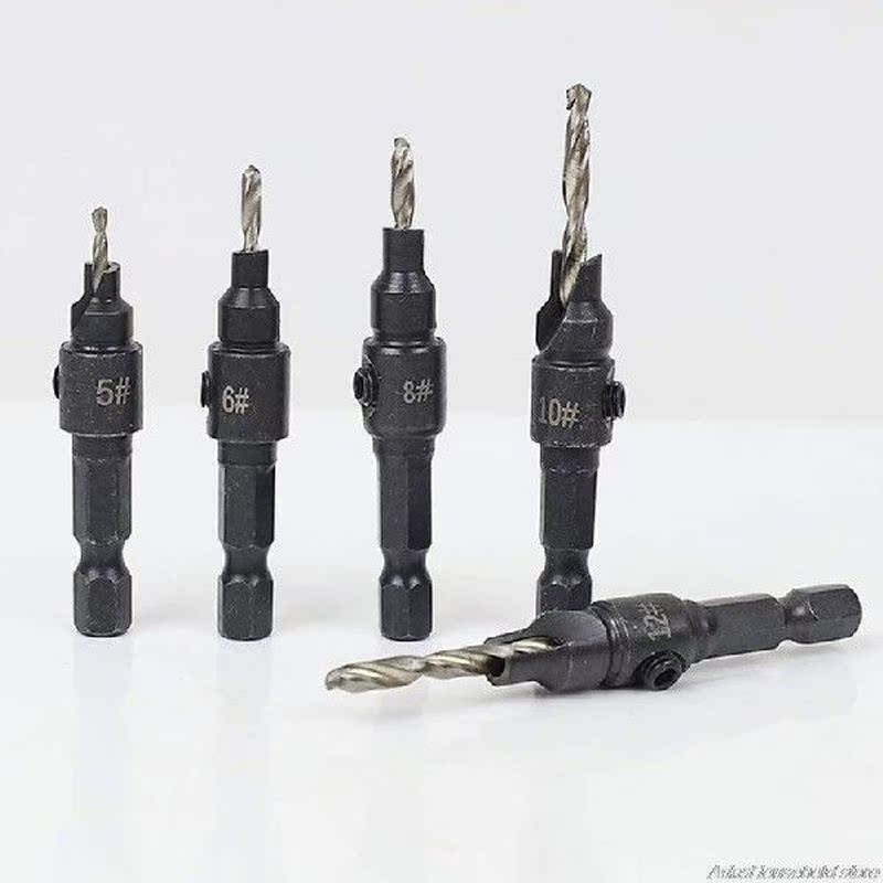 6 Buah Bor Kayu Bor Countersink Bit #5 #6 #8 #10 #12 dengan - 图3