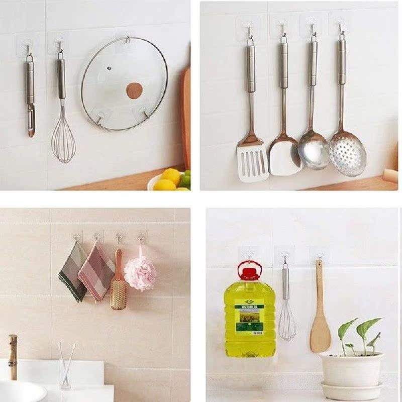 20Pcs Seamless Sticky Hooks Transparent Self Adhesive Hooks - 图1