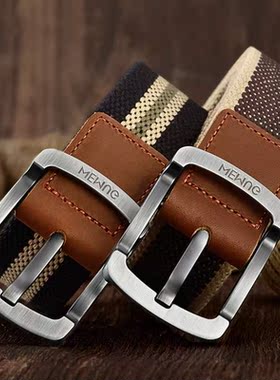 Outdoor  Men's Belt Solid Color Black and Red Stripe