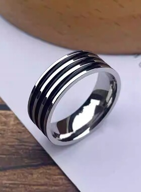 个性钛钢男士戒指简约单身男生潮人霸气轻奢食指中指指环免费刻字