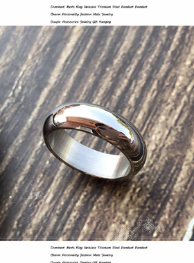 INS个性光面简约钛钢戒指日韩男士戒指霸气食指环潮单身戒刻字