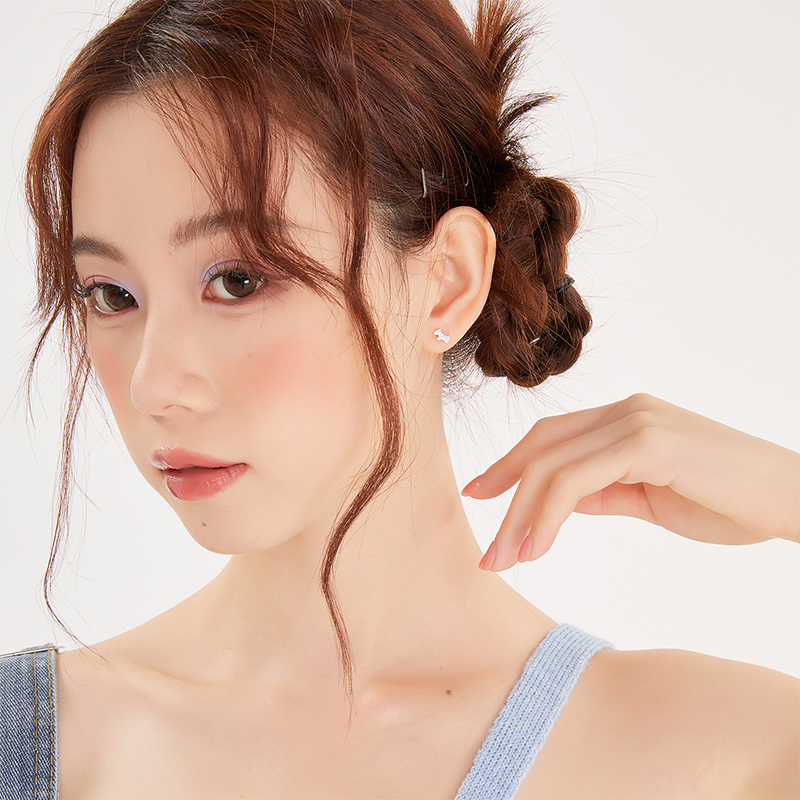 zeroline小狗耳钉女纯银原创小众设计感可爱个性气质优雅百搭耳饰