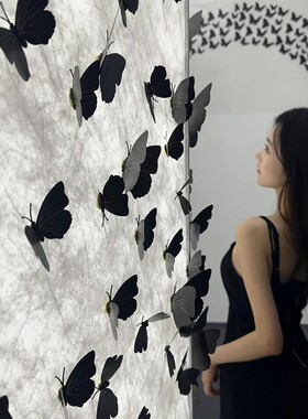 万圣节黑色蝴蝶3d立体墙面装饰品道具背景墙酒吧鬼屋氛围场景布置