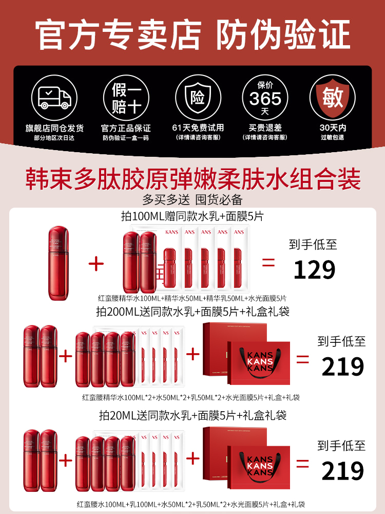 韩束红蛮腰补水保湿水爽肤水抗皱紧致抗初老水乳液官方旗舰店正品-图0