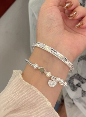 龙鳞纯银手镯足银9999女鱼鳞闪亮