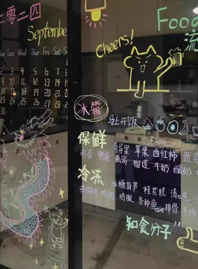 厨房贴纸玻璃门改造涂鸦绘画