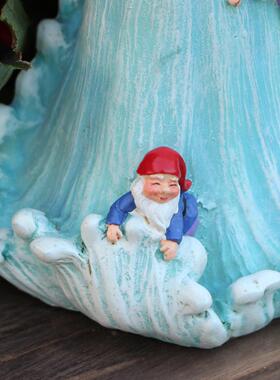 跨境新品仿真水管冲矮人滑水摆件缤纷彩色水管矮人雕塑家居摆件现