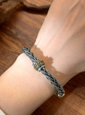 新款复古编织狐尾麻绳手链可转动