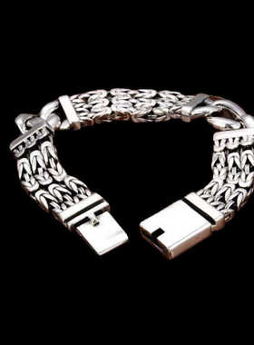 2024新款编织平安纹手链宽男士复古精工国风手链