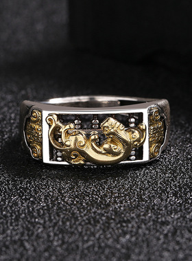 925镀银2024新款复古貔貅算盘戒