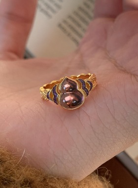 新款珐琅葫芦紫色叠戴蛇形葫芦戒