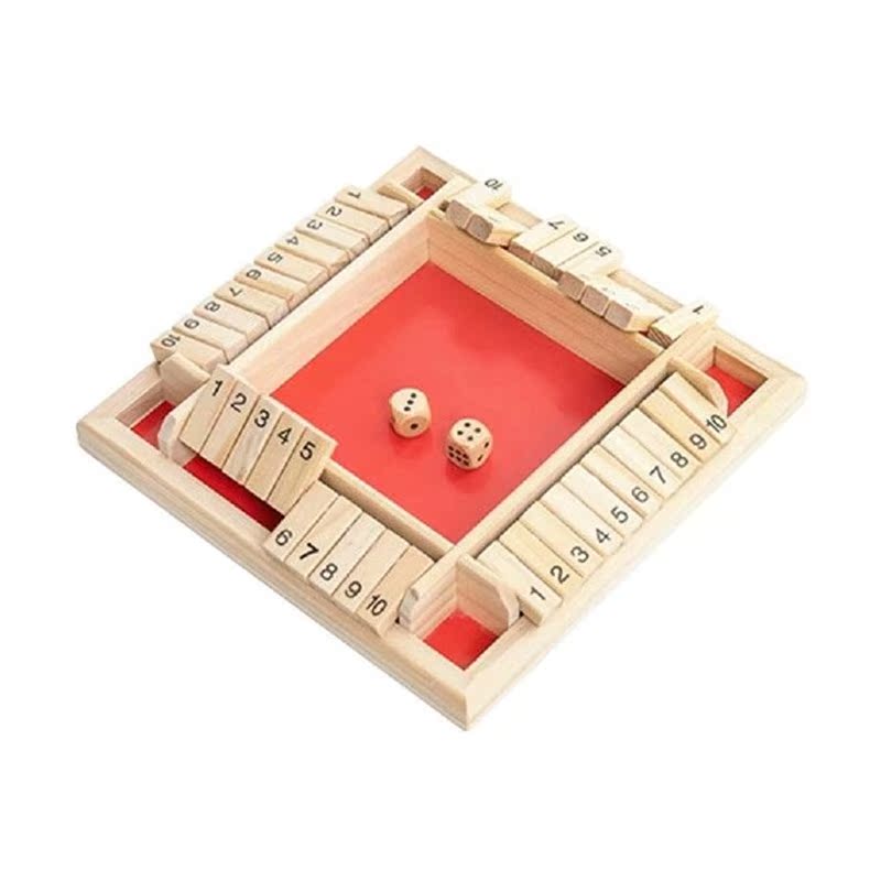 Shut The Box Dice Board Game 4 Sided 10 Number Wooden Flaps - 图2