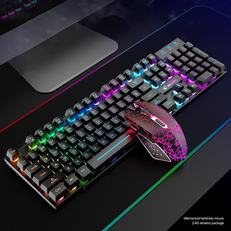 2.4G Rechargeable Wireless Gaming Keyboard and Mouse Set Col_虎窝淘