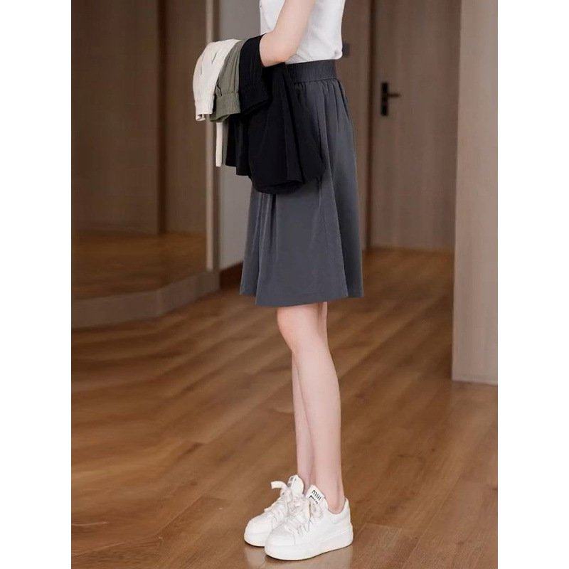 宽松五分半身裤裙女夏季大码微胖mm松紧高腰显瘦冰丝速干阔腿短裤,淘宝优惠券,粉丝福利购,淘宝优惠卷