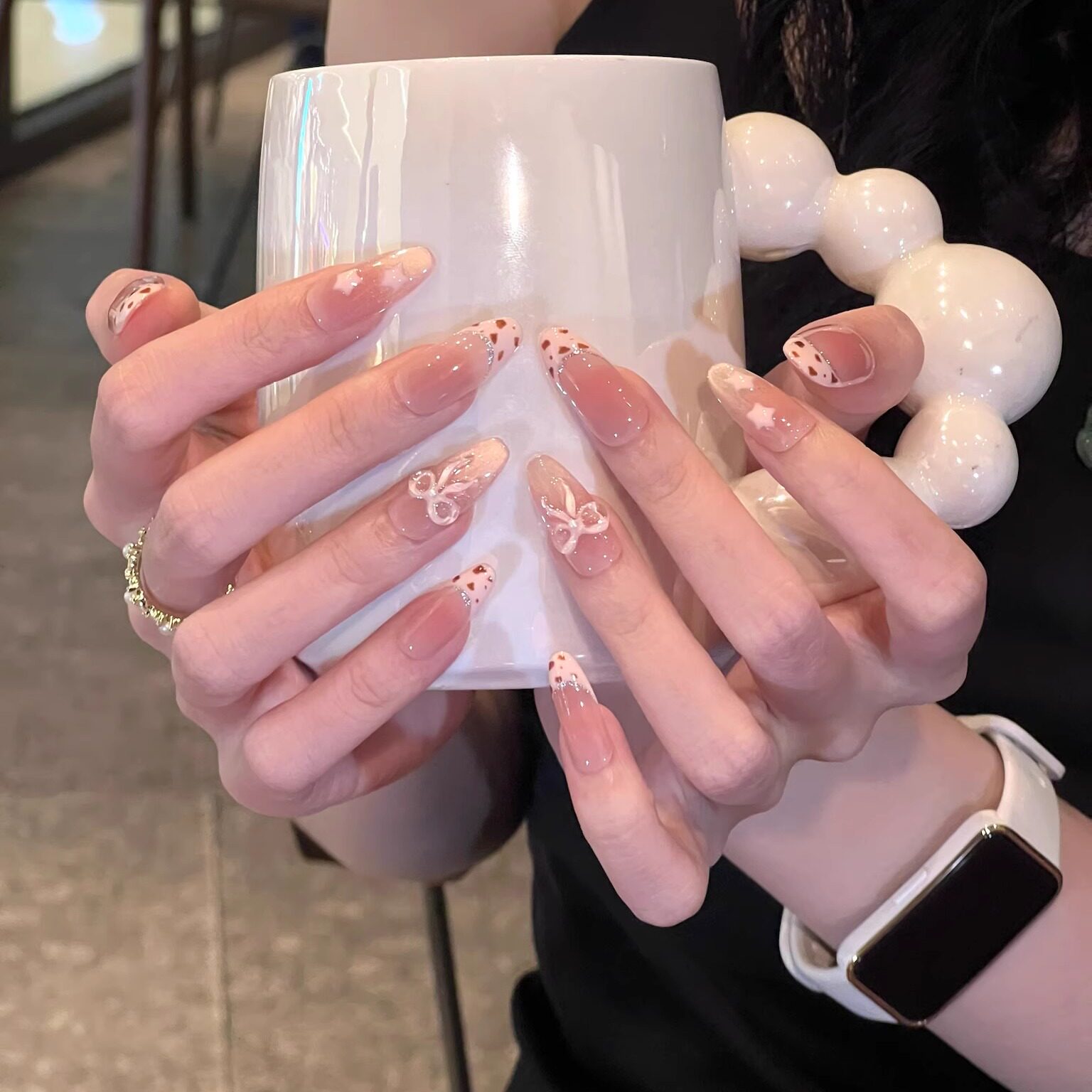 艺人法式豹纹立体蝴蝶结手工美甲穿戴甲椭圆2025新款显白美甲贴片,淘宝优惠券,粉丝福利购,淘宝优惠卷