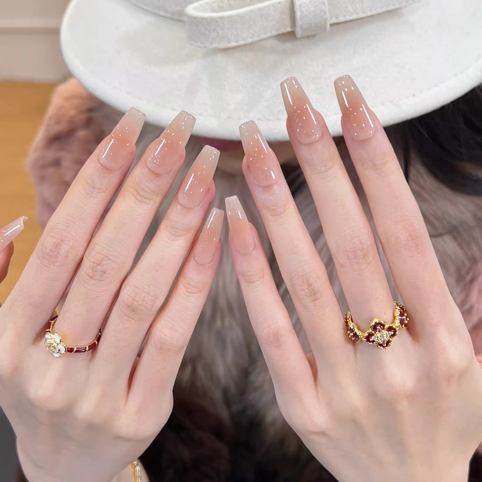 艺人冰透裸感简约高级感手工美甲穿戴甲甄嬛纯欲贵气显白指甲贴片,淘宝优惠券,粉丝福利购,淘宝优惠卷