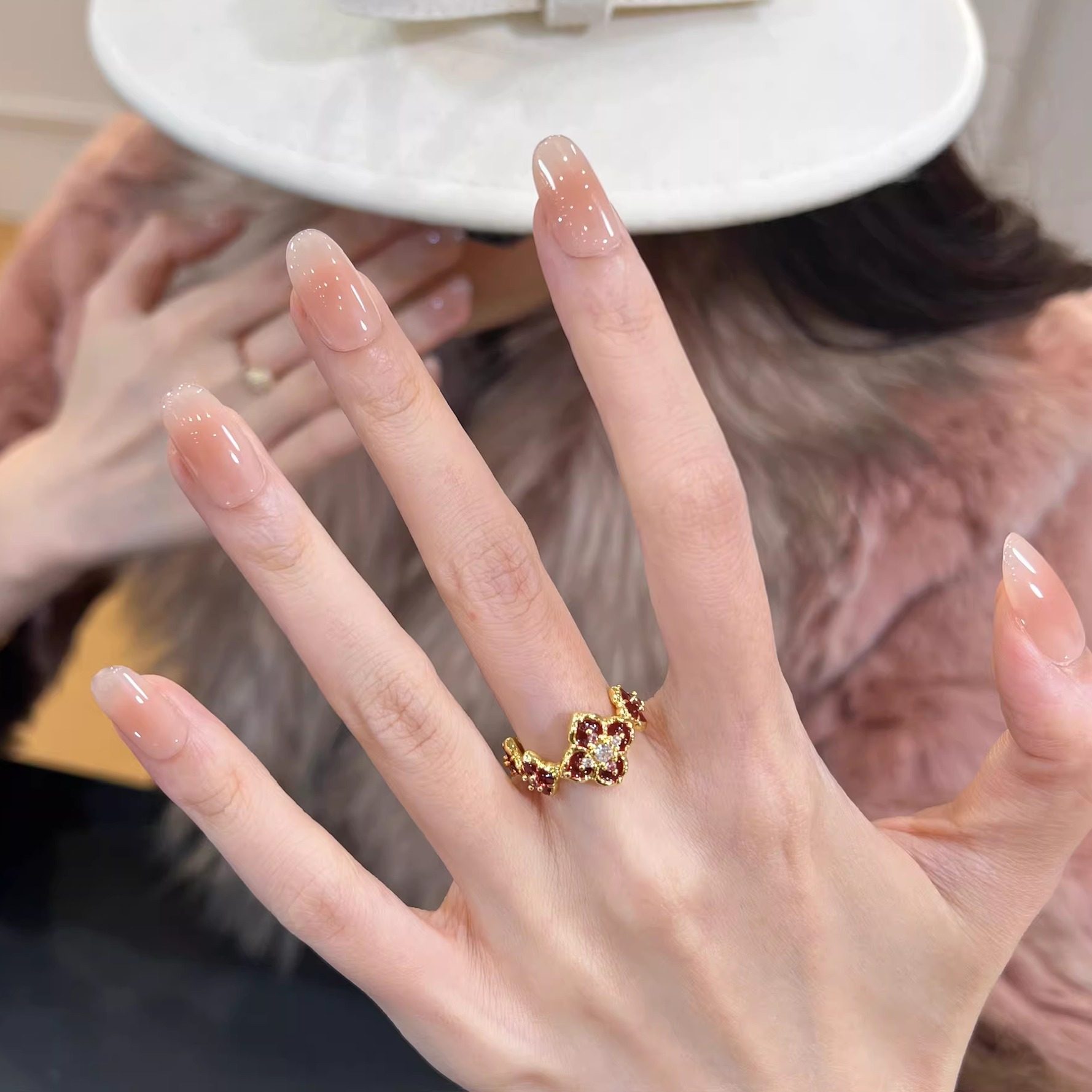 艺人冰透裸感简约高级感手工美甲穿戴甲甄嬛纯欲贵气显白指甲贴片,淘宝优惠券,粉丝福利购,淘宝优惠卷