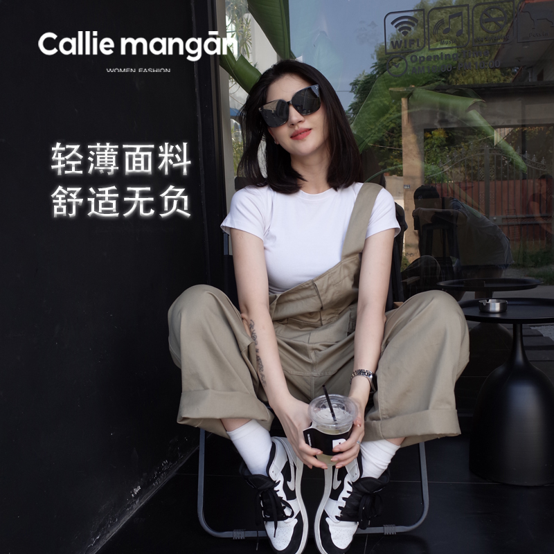 Callie mangan/凯丽梅根背带裤薄款夏款工装裤女2024款直筒孕妇-图1