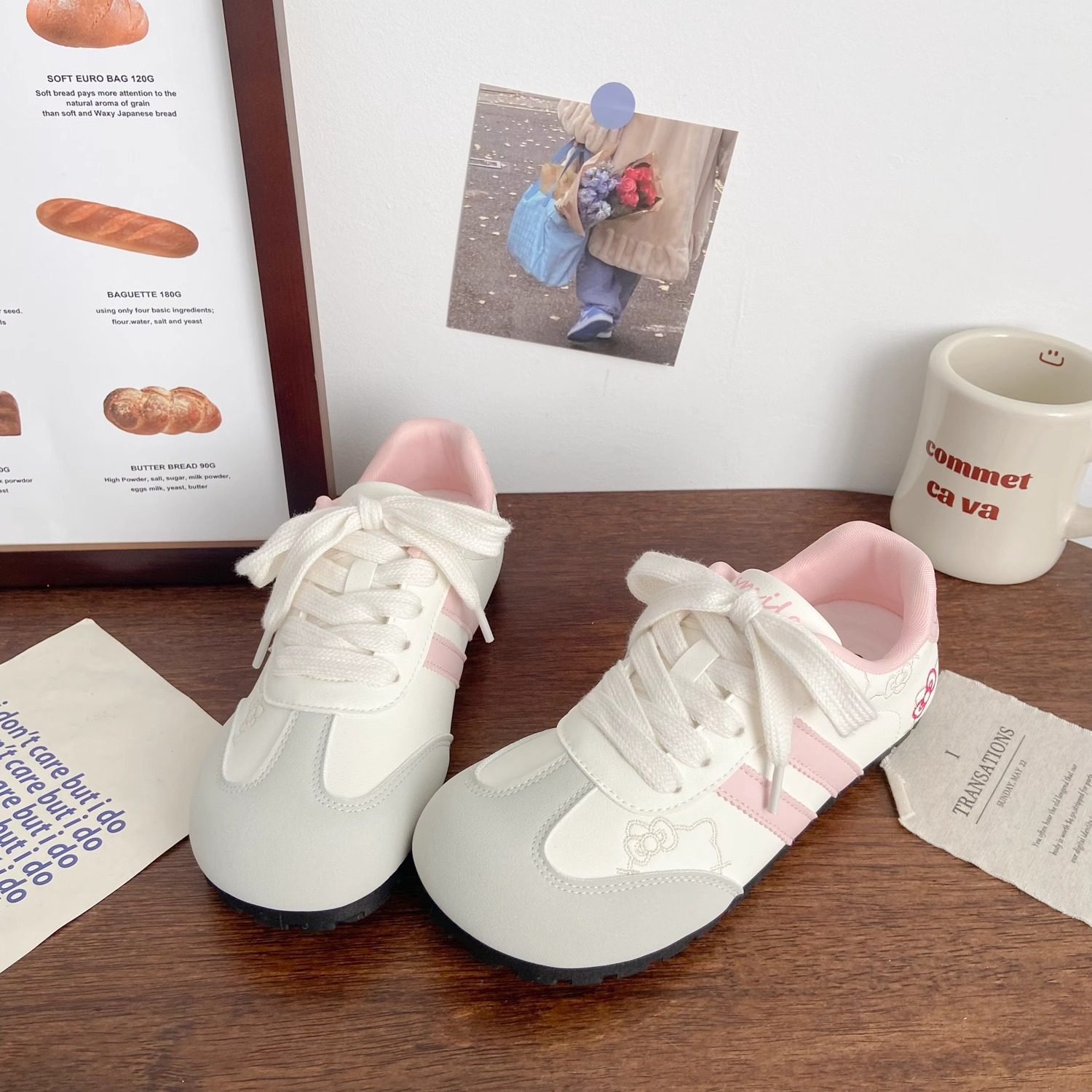 三 福丑萌真皮德训板鞋女粉色夏季新款小众学生芭蕾阿甘小白鞋女,淘宝优惠券,粉丝福利购,淘宝优惠卷