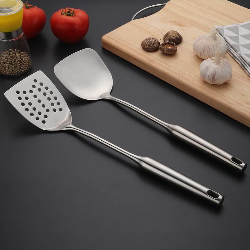 Sanding stainless steel spatula kitchenware set hollow handl - 图2