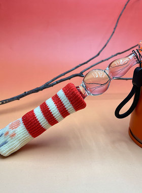 高硼硅实心玻璃手工编织条纹挂件创意可爱挂饰毛线钩织装饰摆件