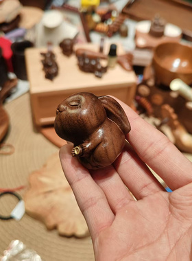 祈福兔摆件 兔子香插