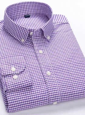 Quality 100% Cotton Men's Fashion Plaid Oxford Long