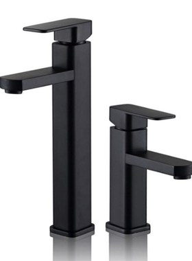 Bathroom Black Paint Square Basin Faucet Single Handle Washb