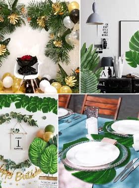 74 Pcs 7 Kinds Artificial Palm Leaves Tropical Fake Leaves,