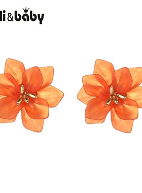 Wuli & baby Hyperbole Flower Earrings Women Acrylic
