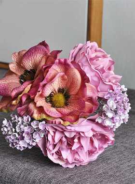 NEW Nordic peony bouquet anemone wedding bridal bouquet silk