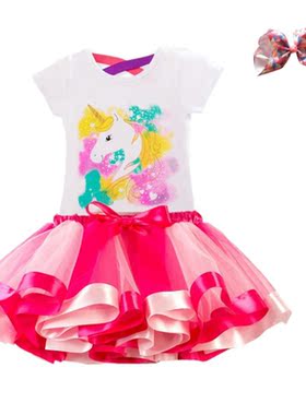 Baby Girl Birthday 2/PCs Clothes Sets Kids Unicorn T-shirt+T
