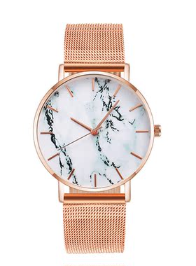 Fashion Rose Gold Mesh Band Creative Marble Female Wrist