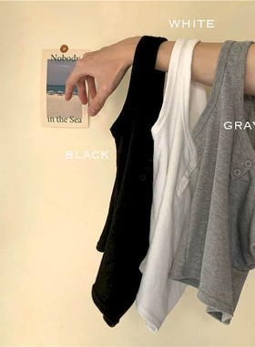 Tanks Women Pure Button Cropped Fashion Ladies Clothes Mujer