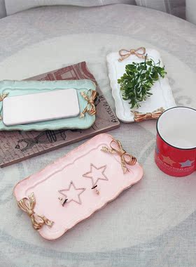 Creative Resin Dessert Plate Gold Macarons Color Bow Cake