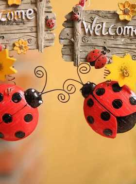 Cute Ladybug Welcome Card Tag Beetle Resin Crafts Wall Door