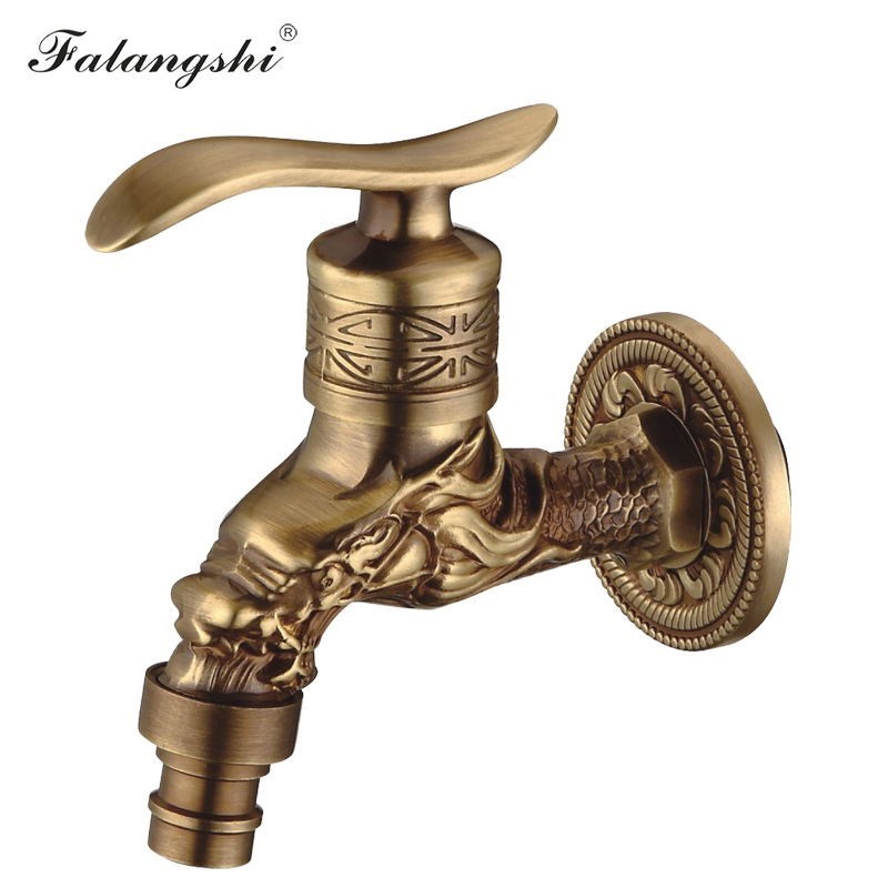 Antique Carved Bibcock Brass Faucet Decorative Outdoor Garde-图2