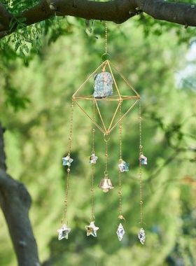 Crystal Windchime Raw Stone Wind Chime Elegant Artwork Raw