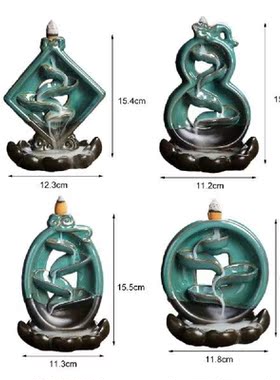 Backflow Incense Burner Lotus Leaf Design Handmade Ceramic