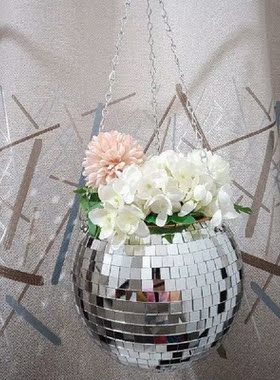 Mirror Ball Hanging Flower Pot for Indoor Plants Boho