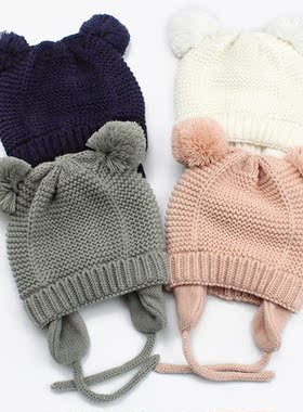 Cute Knitted Pompom Baby Hat Cap Thick Warm Baby Girl Boy Ha