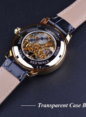 男士Men's waterproof mechanical watch复古镂空透底手