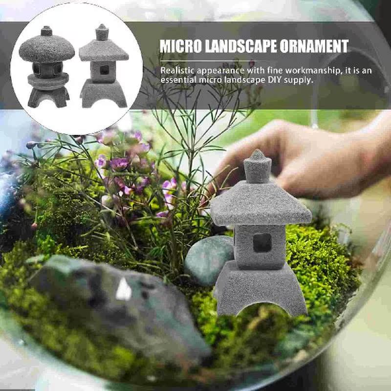 Lantern Pagoda Landscape Statue Micro Figurine Miniature - 图0