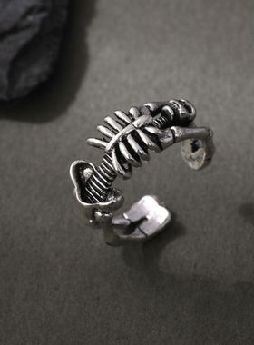 复古骷髅戒指合金暗黑开口指环学