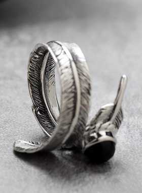新品新款复古羽毛戒指男女滴釉做